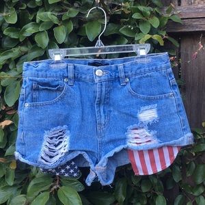 American flag denim shorts